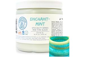 Penguin Pottery - Specialty Series - EnchantMint. Mid Fire Glaze for Clay, Pottery Glaze, Cone 5 and Cone 6 - Ceramic Glaze for Pottery (1 Pint | 16 oz | 473 ml)