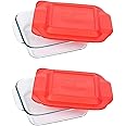 Pyrex Basics 8 Square with red cover (2 PACK)