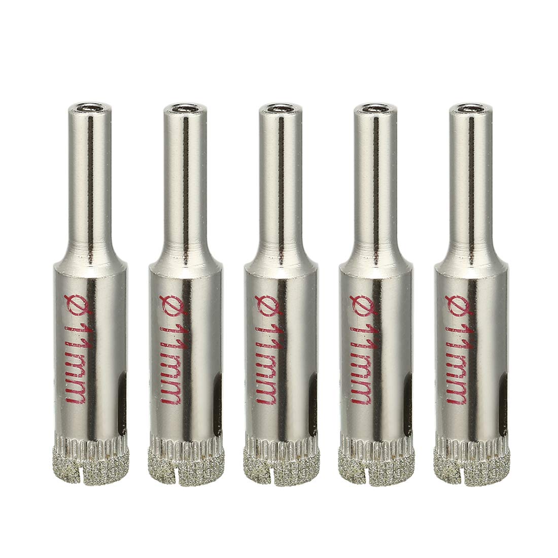 sourcingmap 5PCS 11mm Diamond Coated Hole Saw Drill Bits for Glass Ceramic Tile Marble Rock Porcelain Bottles Pots Brick