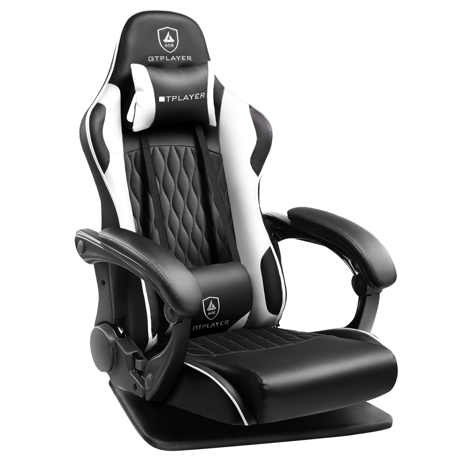 GTRacing ゲーミングチェア ゲーミング座椅子 165°リクライニング ゲームチェア ハイバック 360度回転 ランバーサポート 腰痛対策 ポケットコイルが内蔵 ハンコンスタンド座椅子の自作、XBOX PS5 PS4 switchなどレースゲームの臨場感を楽しめ GTPlayerシリーズ GTP900-ZY-WHITE商品画像