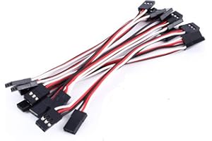 RCmall Servo Extension Cable Lead Wire 100mm 3.93 inch 3 Pin Cord Male to Male JR Plug for Futaba (Pack of 10PCS)