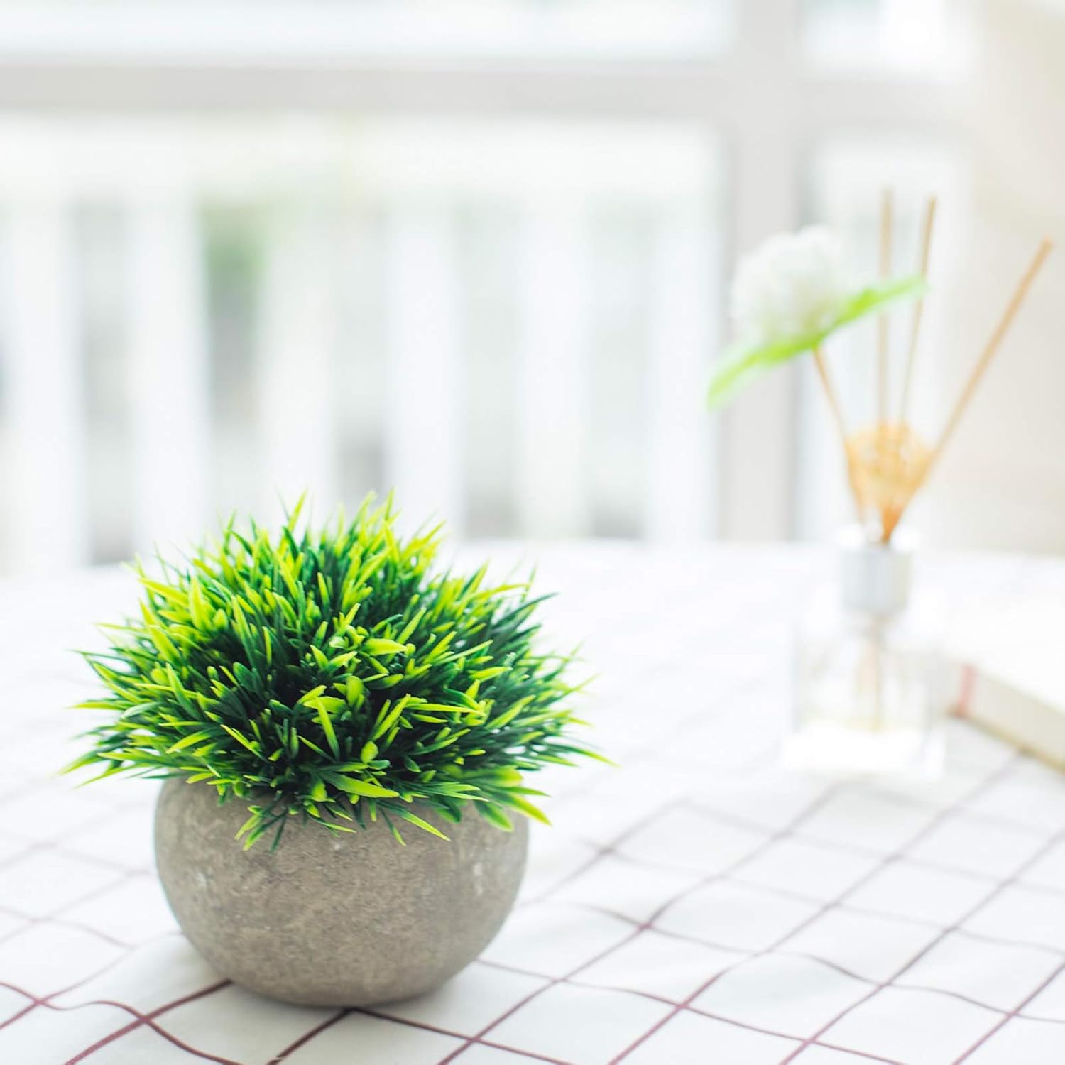 THE BLOOM TIMES 2 Pcs Fake Plants for Bathroom/Home Office Decor, Small Artificial Faux Greenery for House Decorations (Potted Plants) -