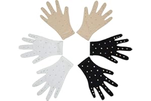 Skating Spirit Thermal Figure Skating Competition Gloves (1 pair) Sparkle Rhinestone Decoration, for Performance Show Dance