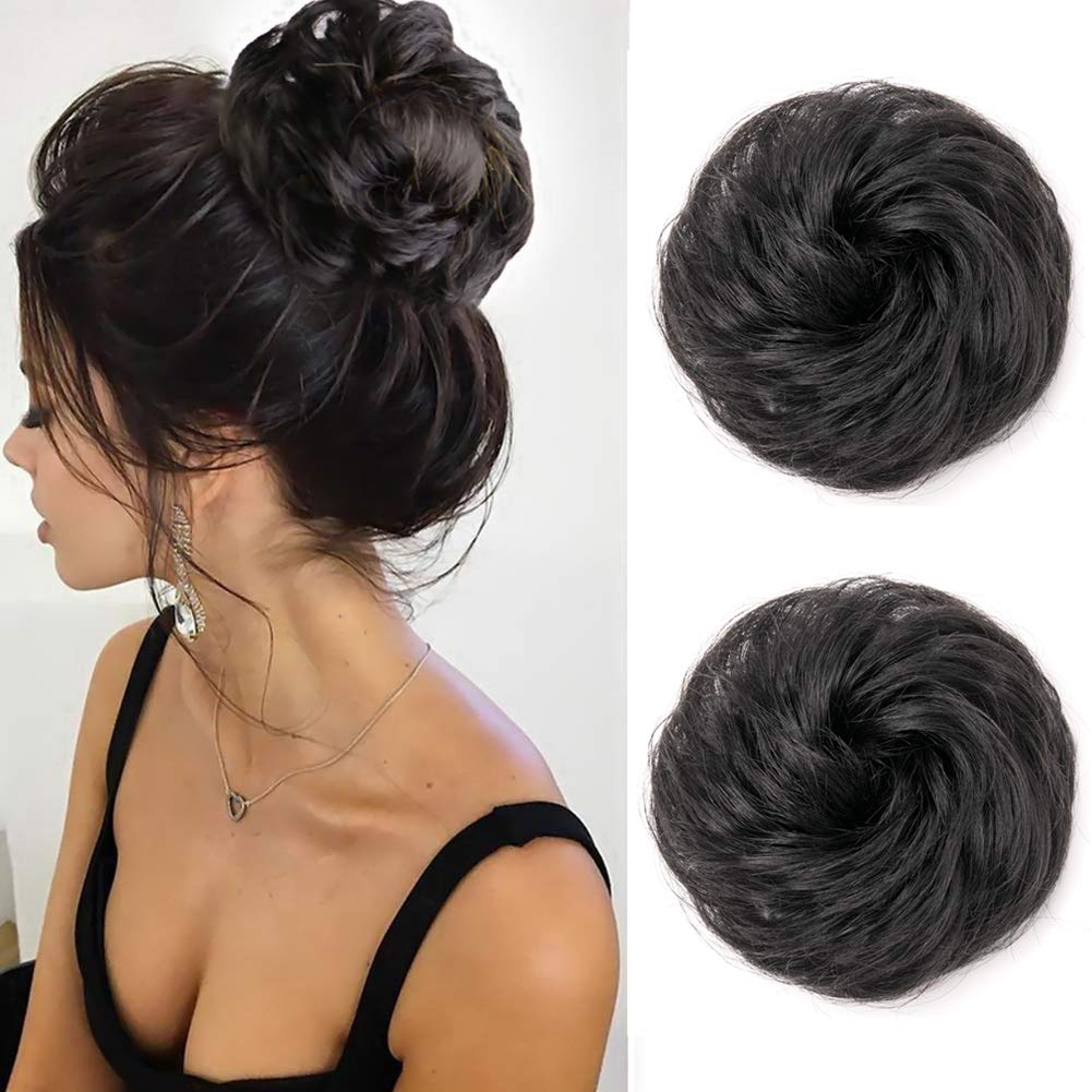 Amazon Com Beira 100 Human Hair Bun Extensions 2pcs Curly Wavy
