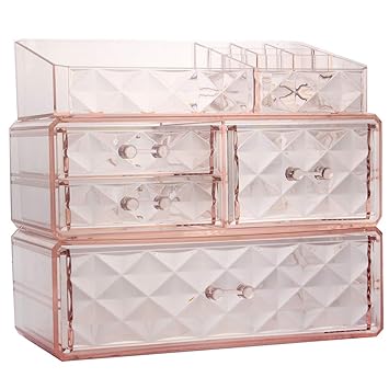 Amazon Com Makeup Organizer Acrylic Cosmetic Storage Drawers And