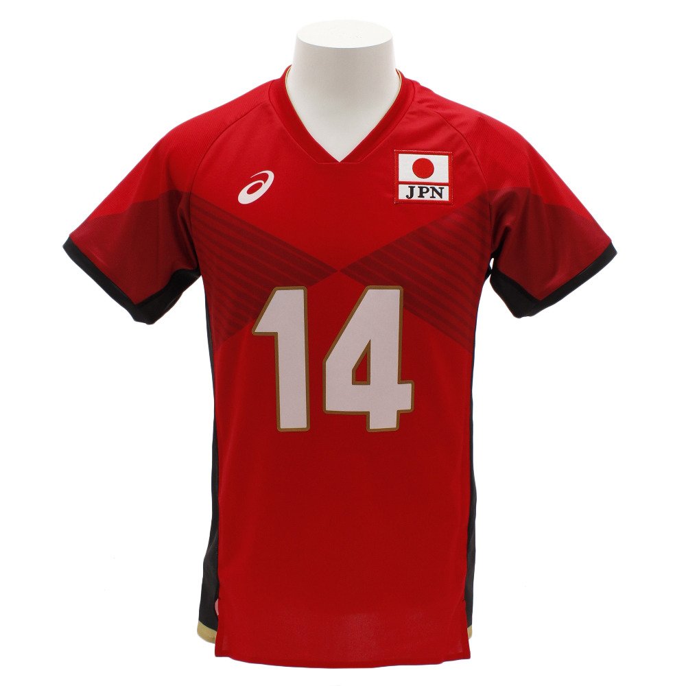 ｓ レッド ｓ レッド アシックス アシックス 51a002 601 オーセンティックシャツ 全日本男子バレーボールチーム B07f9y35bv 石川祐希 シャツ 日本産