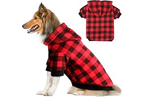 BLAOICNI Plaid Dog Hoodie Sweatshirt Sweater for Extra Large Dogs Cat Puppy Clothes Coat Warm and Soft(XXL)