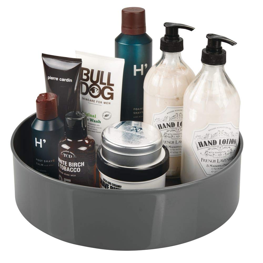 Mdesign Plastic Spinning Lazy Susan Turntable Storage Tray Rotating Organizer For Bathroom Vanity Counter Tops Under Sink Closets Dressers 11 5 Round White Cjp Org In