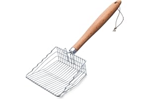 Cat Litter Scoop, Premium Kitty Shovel with Hook and Hole, Metal Sifter Scooper Stainless Steel for Easy Cleaning, Durable an