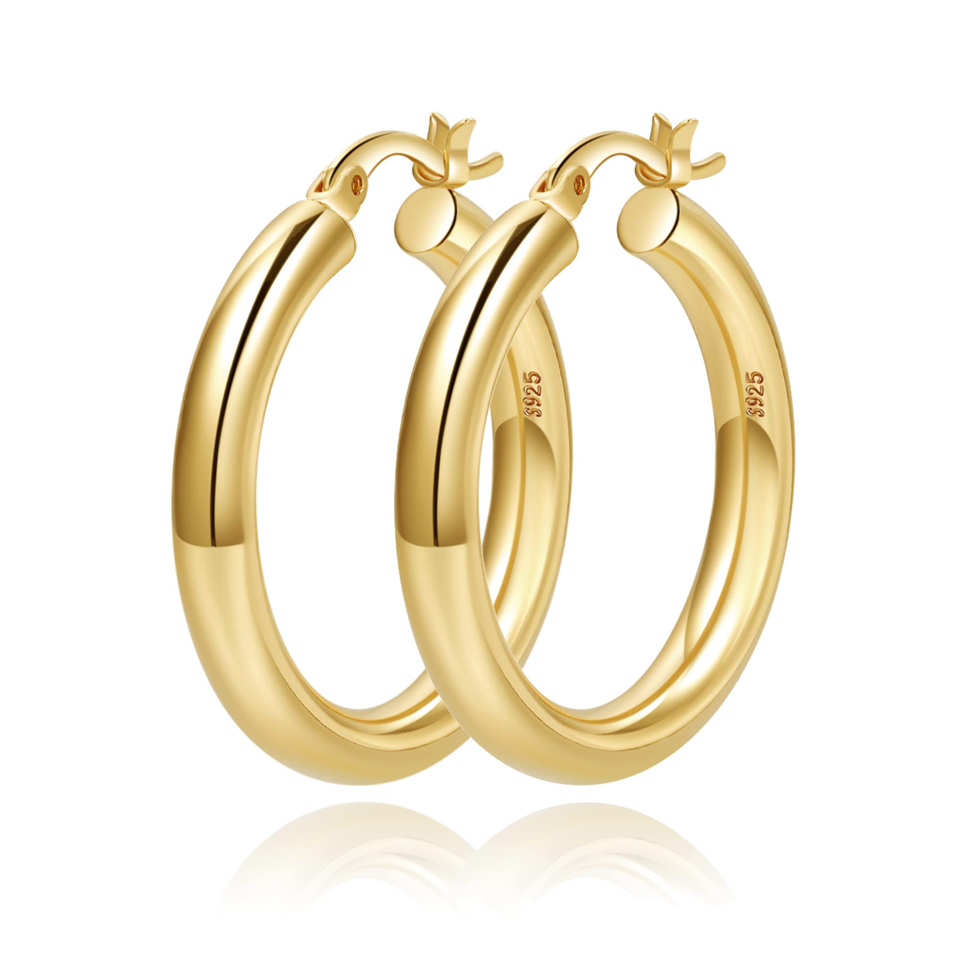 4mm Thick Gold Chunky Earrings Steling Silver Post