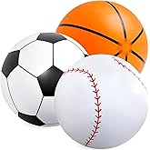 Lewtemi Giant Inflatable Sports Balls Large Inflatable Beach Ball Baseballs Soccer Rainbow Basketball Football for Sport Birthday Party Favor (3 Pcs,Soccer, Baseball, Basketball,27 Inch)