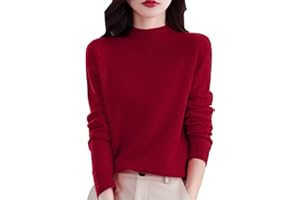 GENERIC Cashmere Sweaters for Women Long Sleeve Mock Neck Merino Wool Sweater 2025 Fall Lightweight Soft Knit Pullover Tops