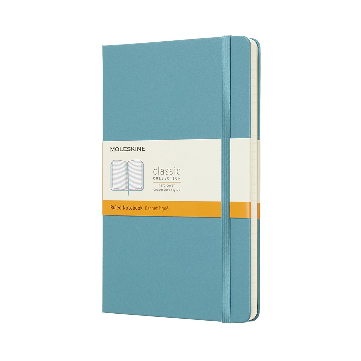 Moleskine Classic Notebook, Notebook With Ruled Pages, Hard Cover and Elastic Closure, Light Blue, Large, 13 x 21 cm, 240 Pages