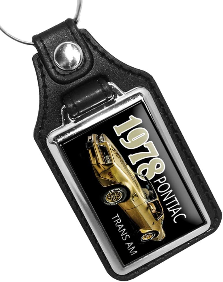 1978 Pontiac Gold Trans Am Firebird Keychain Key Holder Faux Leather Key Ring For Men Heavy Duty Car Keyring For Men and Women🗝️