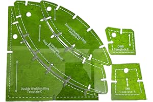 Guaber 5Pcs Quilters Paradises Slit N Sew Double Wedding Rings Templates Quilting Gauges Tool Acrylic Quilting Templates Tool Craft