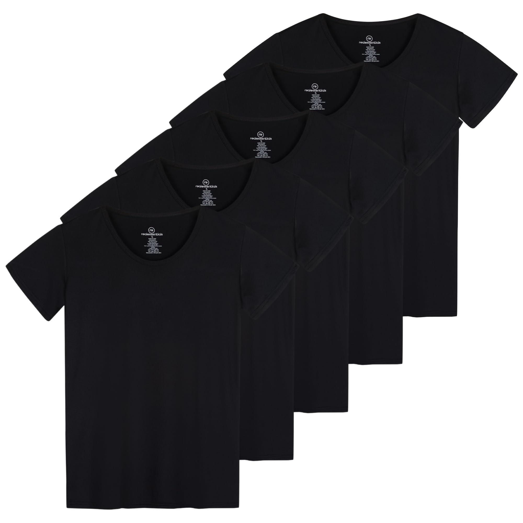 Photo 1 of [2 shirts] Real Essentials Womens Quick Dry Fit Dri Fit Active Wear Yoga Workout Athletic Tops Running Gym Exercise Ladies Short Sleeve Crew Scoop Neck Moisture Wicking Tees T-Shirt, Set 5, XS
