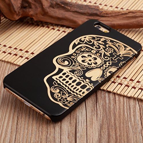 QDAOT iPhone 7 Plus Case, Maple Wood Cases For iPhone7 Plus Handmade Wooden Cases Craved Compared With Hard PC[Shockproof][Drop Protection]for Apple 7P (Skull)