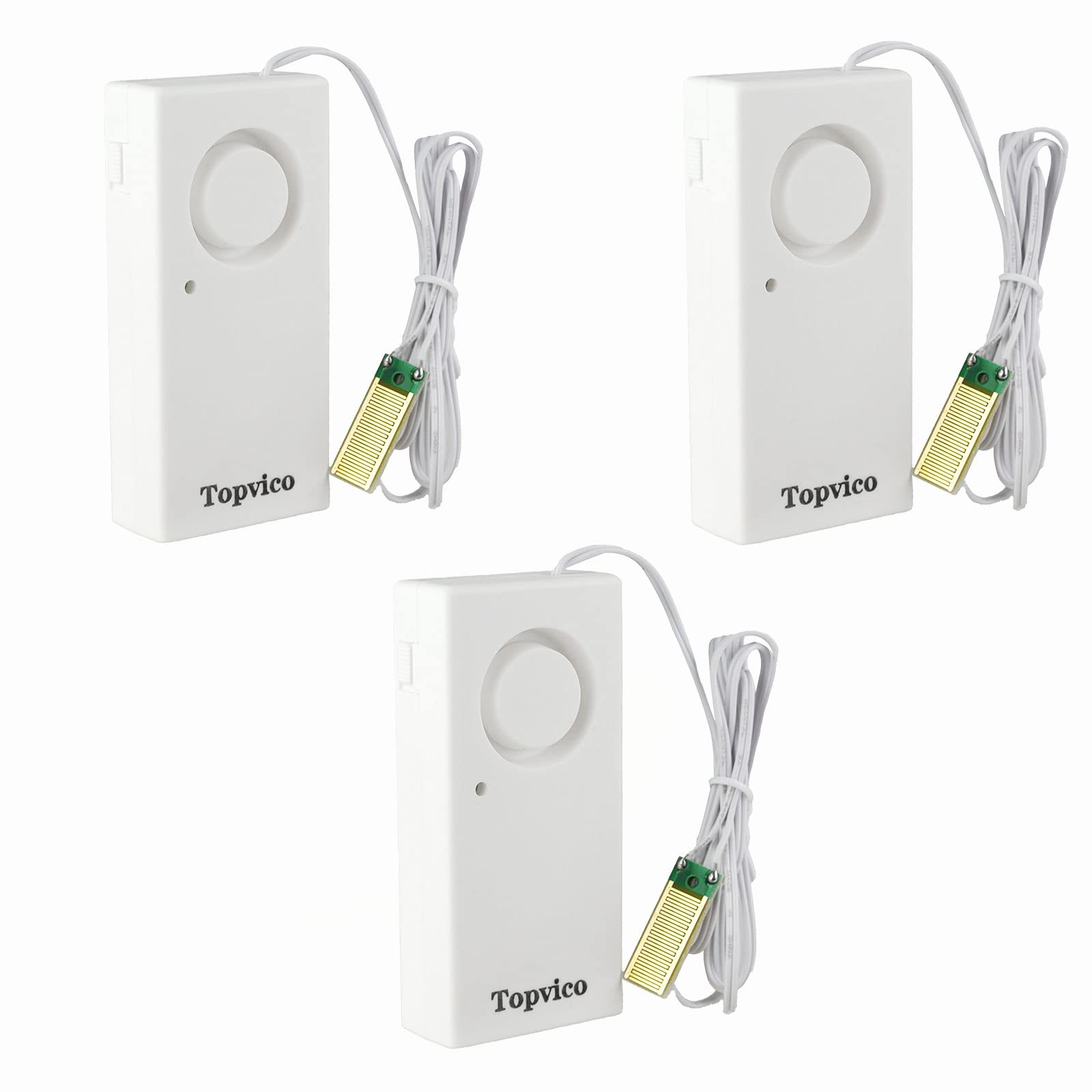 Photo 1 of Topvico Water Leak Sensor Detector Flood Alarm for Basement RV Moisture 120dB Work Alone Battery Operated 3 Packs