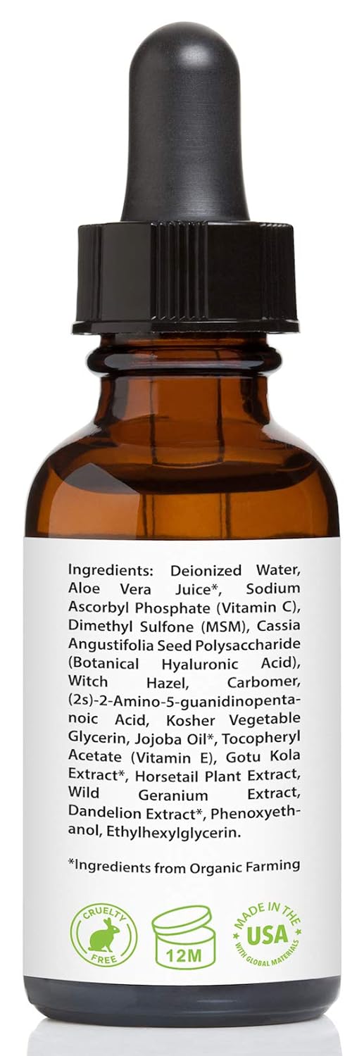 Vitamin C Serum for Face 20% with Hyaluronic Acid & Vitamin E, 1 fl. oz.: Beauty