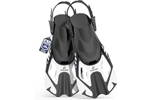 Emsina Snorkel Fins Adjustable Buckles Open Heel Swim Flippers Travel Size Short Swim Fins for Snorkeling Diving Swimming Adult Men Womens & Kids