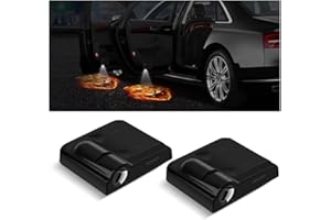 LKAHG 2Pcs Car Door Lights Logo Projector, Wireless LED Car Door Paste Welcome Courtesy Light, Holeless Magnet Sensor Ghost Shadow Welcome Lamp, Naruto Sharingan Light Accessories (Fire Tiger)