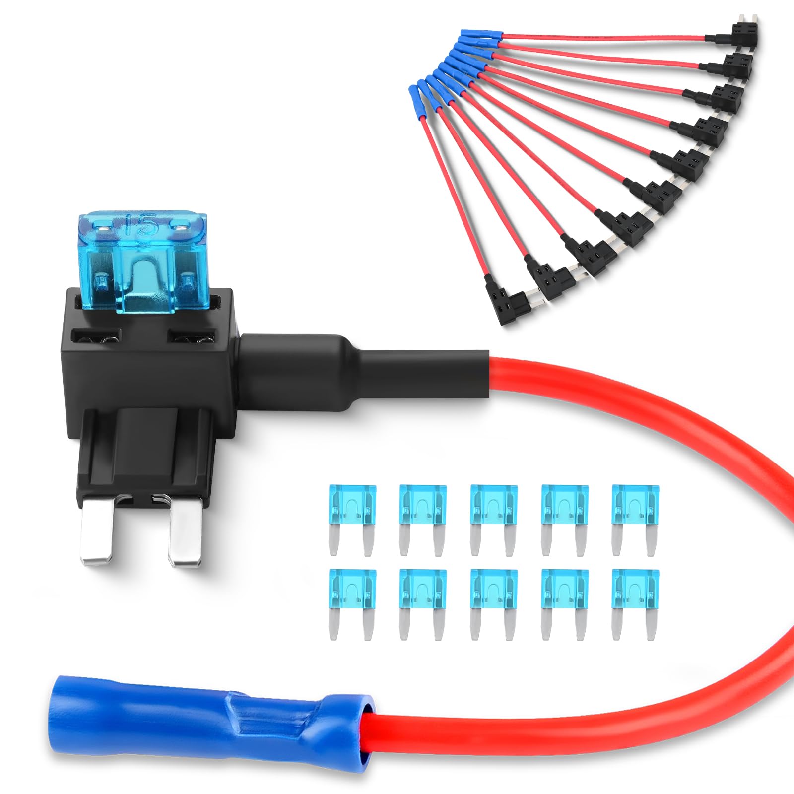 Nilight Mini Fuse TAP Adapter Add-a-circuit Blade Fuse Holder - 10 Pack, 2 Years Warranty