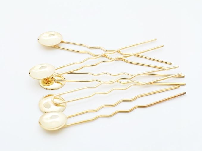 Amazon 紗や工房 かんざしパーツ 丸皿付き U字 約10cm 約5個 ゴールド ヘアースティック 二股簪 二本足カンザシ ヘア金具 髪飾り 手芸材料 雑貨小物 アクセサリーパーツ 通販