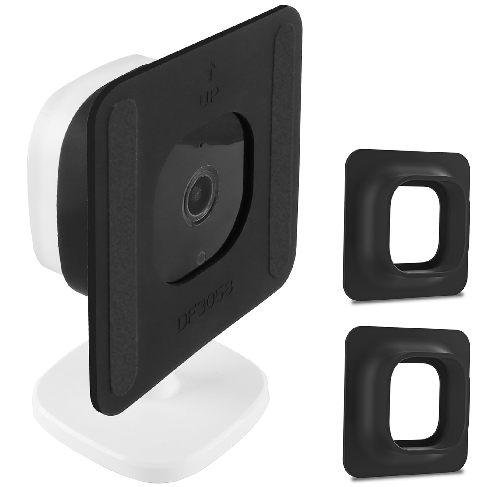 BECEMURU Silicone Glass Mount Bracket Compatible with Eufy Indooor C24 Tapo TC60/C110/C100 VHB Stick On No Driling Holder Security Camera Indoor Mount (Black 2 Packs)