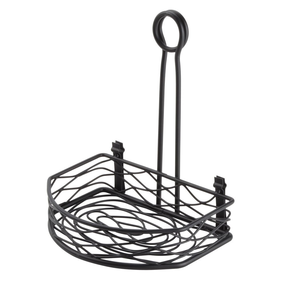 Photo 1 of American Metalcraft SRBNB1 Semi-Round Wire Birdnest Condiment Rack Holder, Wrought Iron, Black