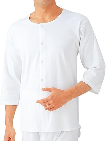Amazon 愛情らくらく 男性用 7分袖ボタン付シャツ ホワイトl Gunze グンゼ 介護肌着