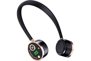 Minthouz Portable Neck Fan, USB-C Powered Digital Display Bladeless Fan, 3 Speeds Wearable Personal Fan, 2000mAh Rechargeable Battery Operated Fan for Outdoor, Home, Office - Black