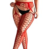 EHSUYAB Women Sexy Fishnet Tights, Suspender Pantyhose With Garter Belt, Stockings Lingerie Outfit Going Out Party Club Rave