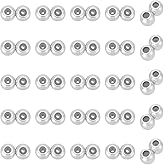 UNICRAFTALE 25Pcs Brass Stopper Beads Double Hole Spacer Rondelle Slider Beads Platinum Spacer Bead Adjustable Clasps Loose Bead for Bracelets Necklaces Chain Jewelry Making Hole 1mm