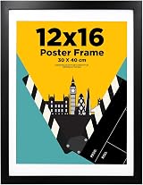 EGOFINE 30x40cm Black Solid Wood Picture Frame Acrylic Glass Mat 14x11 view 1