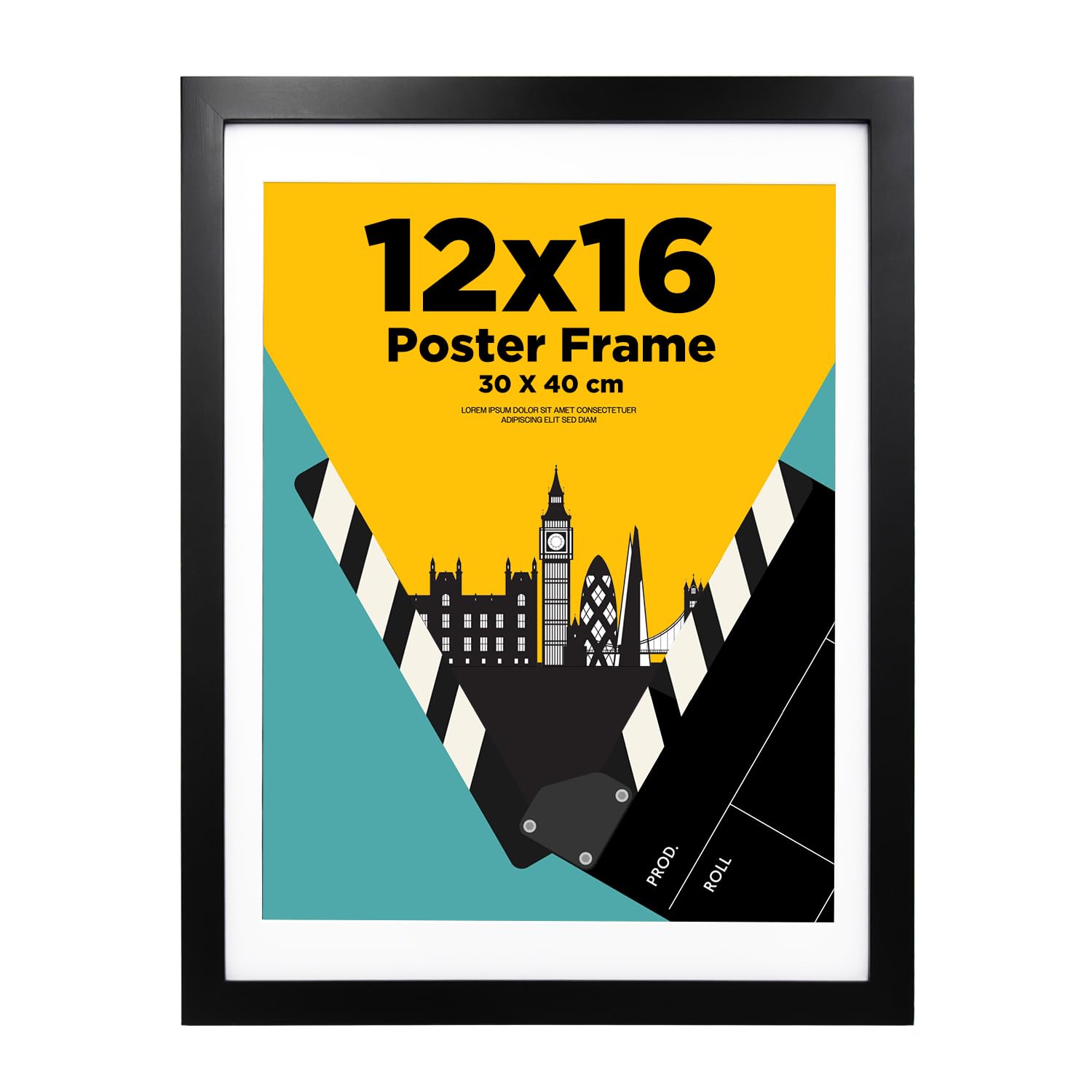 30x40cm picture frame,12x16 picture frame 100% Solid Wood Matted for 14x11, 30x40 frame with Acrylic Glass,30x40 Poster Frame for Wall Mounting, 16x12 inch Certificate Frame for Portrait, Black