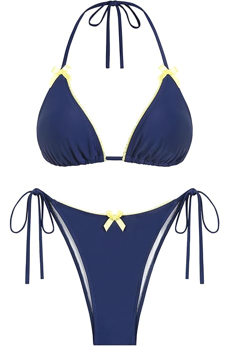 【naha】sisandi TRIANGLE、CLASSIC btmset Bawdy Women's Tribal Mesh Triangle Bikini Set, Designed in