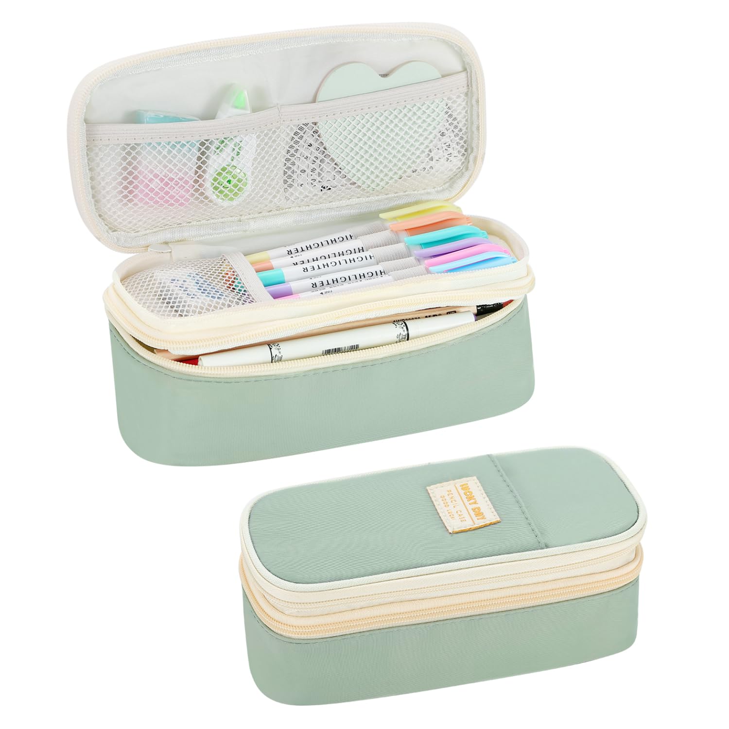 Photo 1 of Tergopa Pencil Case for Girls Kids Teens Adults Big Pencil Bag with Zipper Big Pen Pouch Large Stationery Pen Case Organizer for School Green