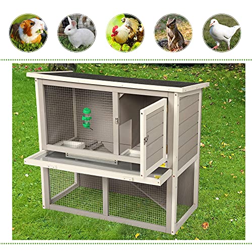 COZIWOW Rabbit Hutch Indoor Outdoor for Multiple Rabbits, Wooden Bunny