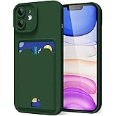 oakxco for iPhone 11 Case with Card Holder, Cute Silicone Wallet Phone Case with Credit Card Slot, Soft Rubber Thin Slim Purse for Women Men with Shockproof Camera Cover Protection, Dark Green