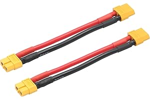 Maixbomr Short XT60 Battery Connector Cable 4inch, XT60 Female to XT60 Female Connector Adapter with 12AWG Cable for 2 Cable Extension and RC Lipo Charger etc(2Pcs)
