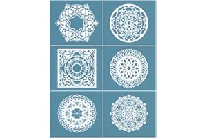 KATUTUDE Self-Adhesive Flower Totem Silk Screen Stencils Reusable Silk Screen Printing Stencils Chalk Mesh Transfers for Painting on Fabric, Wood Board, Wall