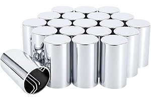 PRINIC Lug Nut Cover ABS Chrome Plastic Cylinder Nut Cover, Push-On fit Hub Piloted Wheels, 33mm x 3-1/2", Complete Axle Cover Kits, Lug Nut Covers for Semi Trucks Trailers (20 PCS)