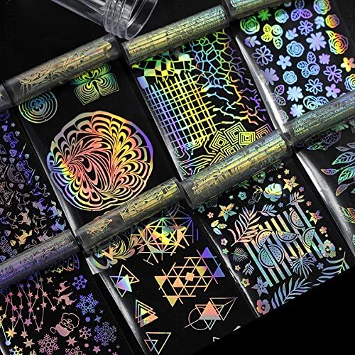 Cattie Girl 8 Roll 420CM Geometric Water Marble Holographic Series Nail Foil Flower Dream Catcher Holo Christmas Transfer Sticker Nail Art