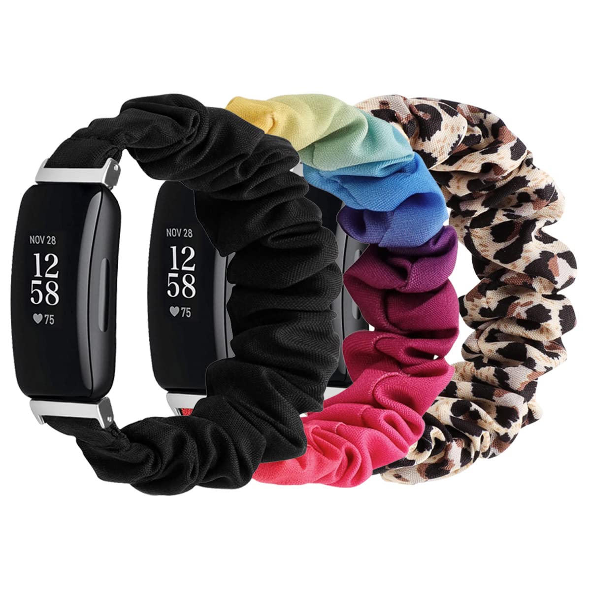 Chofit Strap Compatible with Fitbit Ace 3 Straps, Replacement Scrunchies Arm Band Chiffon Satin Wristband for Kids Girls Ace 3 Activity Tracker, 3-Pack (3A) โ image 1