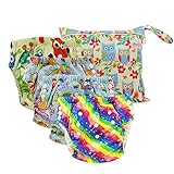 Ohbabyka Reusable Baby Training Pants,Baby Waterproof Pants 4pcs, 1pc Single Zipper Dry Bag