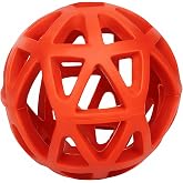 HilBeliFU 2.75in Hollow Dog Ball with Holes, Anti Bite Red Roller Rubber Dog Toy, Interactive Teeth Grinding Pet Ball for Aggressive Chewers, Small Breed