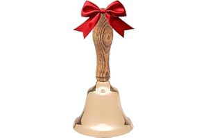 Bevin Bells Solid Brass Hand Bell | 2HB | New England Hardwood Handle | Elegant Hand Call Bell | Noise Makers | Loud Brass Bells | Easy to Grip Handle | Teacher Handheld Bell | Made in CT, USA