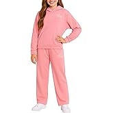 PUMA Girls Pants Set - 2 Piece Fleece Pullover Kids Hoodie Sweatshirt and Girls Wide Leg Flare Sweatpants Set (Sizes: 7-14)