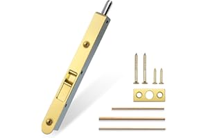 MOSECYOU Flush Bolt French Door Lock 7”, Polished Brass, Concealed Latch for Double Doors, Top/Bottom Lock for Patio/Storm Doors (1 Pack)