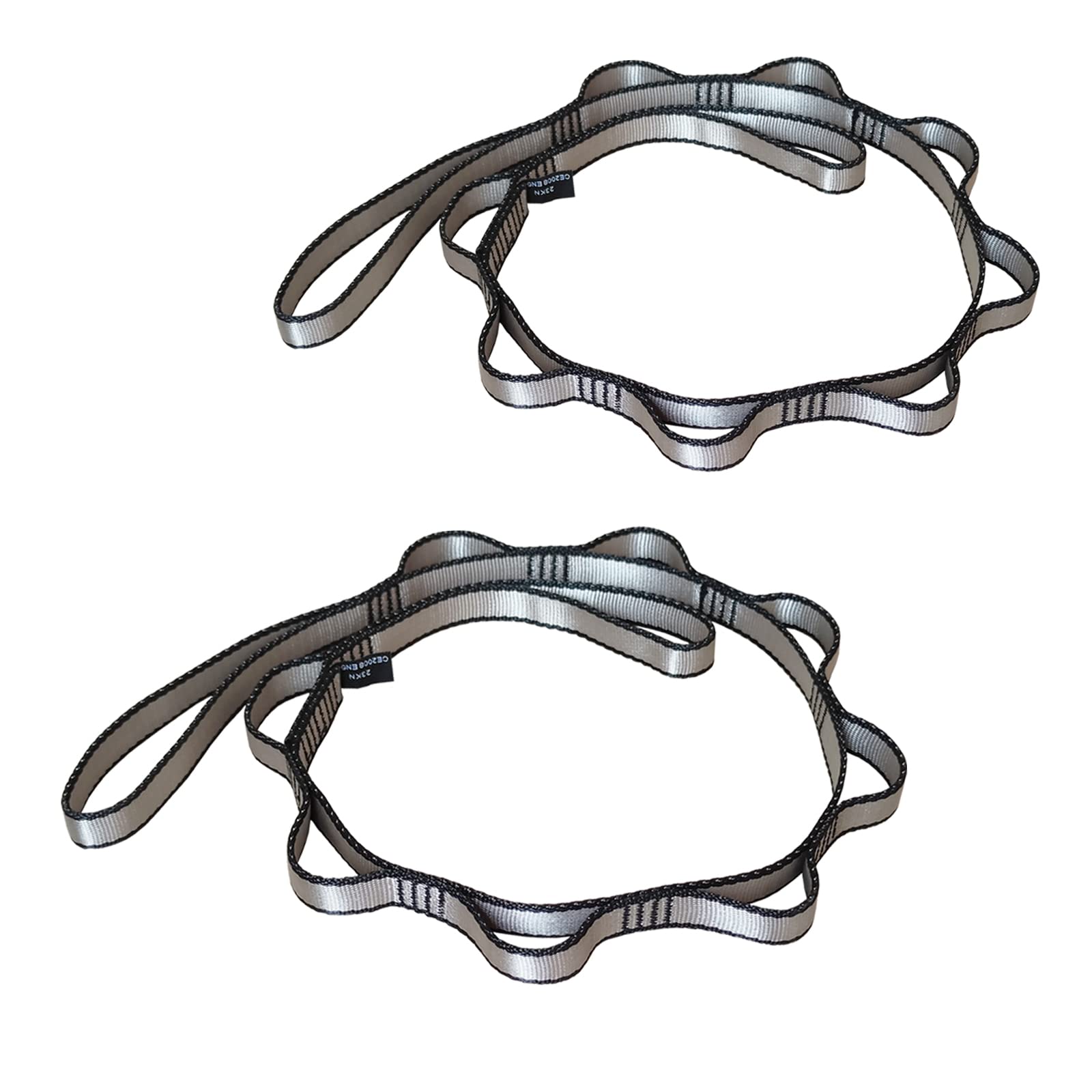 2 pcs Daisy Chains Adjustable Nylon Climbing Straps Yoga Hammock Extension Straps (Silver grey)